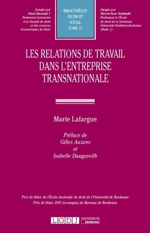 Les relations de travail dans l'entreprise transnationale - Marie Lafargue