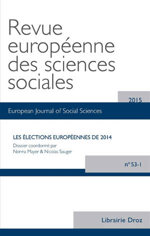 Revue européenne des sciences sociales et Cahiers Vilfredo Pareto, n° 53-1