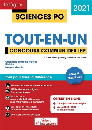 Tout-en-un, concours commun des IEP 2021 : questions contemporaines, histoire, langue vivante : nouveau programme - Paul Leitch