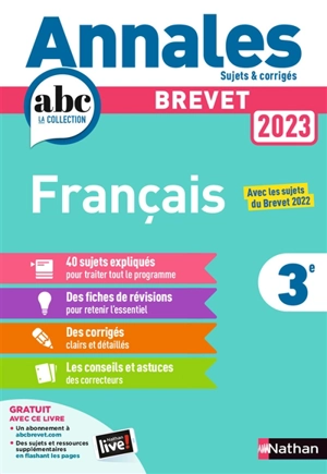 Français 3e : brevet 2023 : avec les sujets du brevet 2022 - Thomas Bouhours