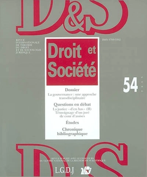 Droit et société, n° 54. La gouvernance : une approche transdisciplinaire