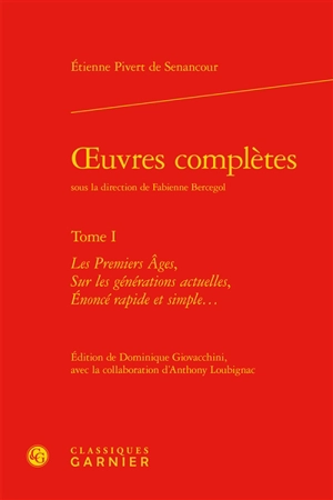 Oeuvres complètes. Vol. 1 - Etienne de Senancour