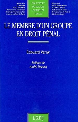 Le membre d'un groupe en droit pénal - Edouard Verny