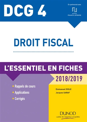 Droit fiscal, DCG 4 : l'essentiel en fiches : 2018-2019 - Emmanuel Disle