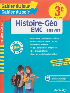 Histoire géo EMC 3e, cycle 4, 14-15 ans : brevet : nouveaux programmes 2016 - Nadine Daboval