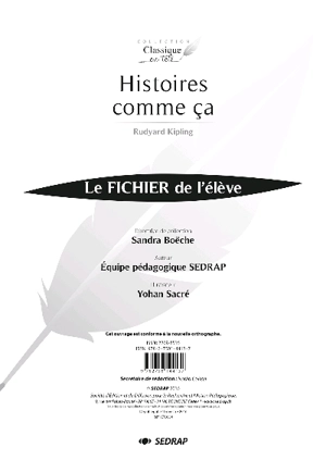 Histoires comme ça : le fichier de l'élève - Société d'édition et de diffusion pour la recherche et l'action pédagogique