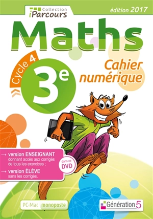 Cahier numérique : maths 3e, cycle 4 : version monoposte - Katia Hache