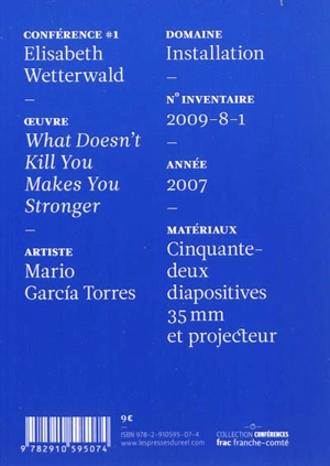 Mario Garcia Torres : What doesn't kill you makes you stronger - Elisabeth Wetterwald