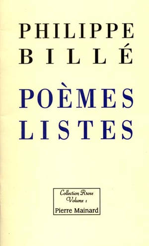 Poèmes-listes - Philippe Billé