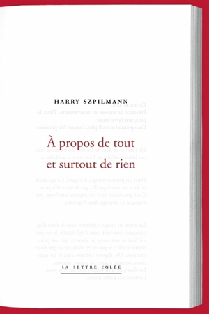 A propos de tout et surtout de rien - Harry Szpilmann