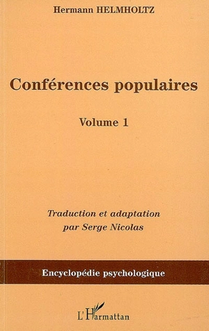 Conférences populaires. Vol. 1 - Hermann von Helmholtz