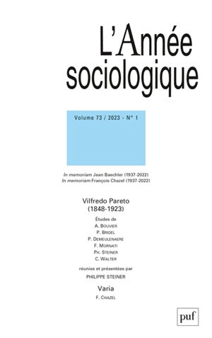 Année sociologique (L'), n° 1 (2023). Vilfredo Pareto (1848-1923)
