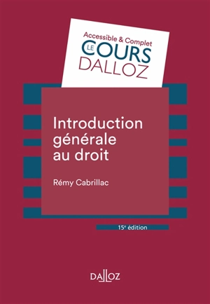 Introduction générale au droit : 2023 - Rémy Cabrillac