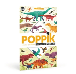 Poppik Les dinosaures : 1 poster + 72 stickers repositionnables - Poppik