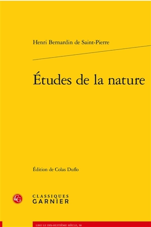 Etudes de la nature - Bernardin de Saint-Pierre