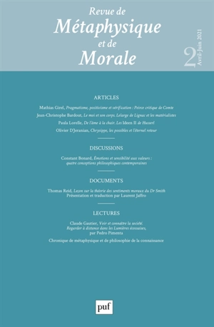 Revue de métaphysique et de morale, n° 2 (2021)