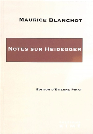 Notes sur Heidegger - Maurice Blanchot