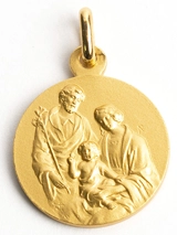 Médaille baptême Saint Famille plaqué or - Partant