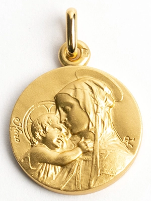 Médaille baptême « Vierge à l’Enfant Boticelli » plaqué or - Partant