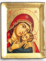Icône Vierge Korsun sérigraphiée, finie à la main - Partant