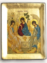 Icône Sainte Trinité sérigraphiée, finie à la main - Partant