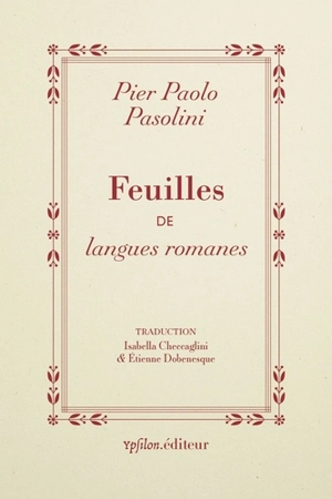 Feuilles de langues romanes - Pier Paolo Pasolini