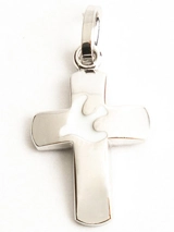 Pendentif croix avec colombe blanche argent rhodié - Partant