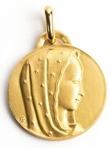 Médaille baptême Vierge plaqué or - Partant