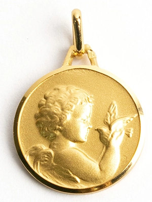 Médaille baptême Ange plaqué or - Partant
