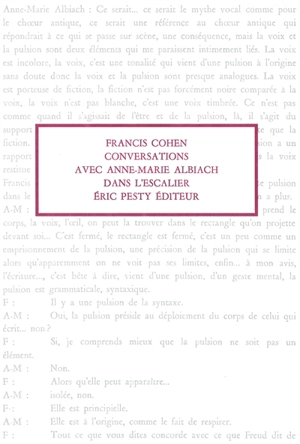 Conversations avec Anne-Marie Albiach dans l'escalier - Anne-Marie Albiach