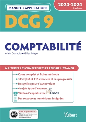 DCG 9, comptabilité : manuel + applications : 2023-2024 - Alain Donadio