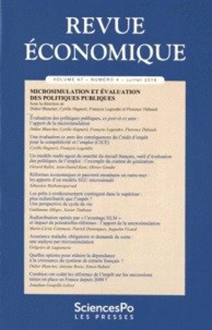 Revue économique, n° 67-4. Microsimulation et évaluation des politiques publiques