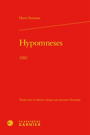 Hypomneses : 1582 - Henri Estienne