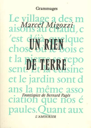 Un rien de terre - Marcel Migozzi