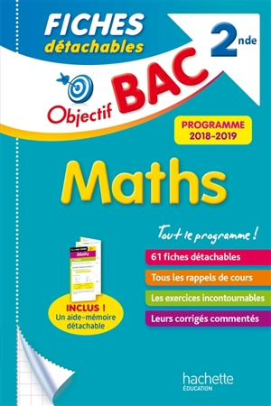 Maths 2de : fiches détachables : programme 2018-2019 - Dominique Dejean