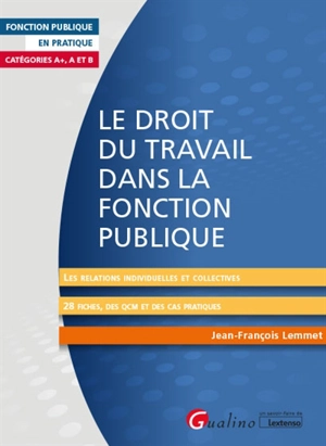 Le droit du travail dans la fonction publique : catégories A+, A et B : les relations individuelles et collectives, 28 fiches, des QCM et des cas pratiques - Jean-François Lemmet