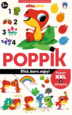 Poppik J'apprends avec Nino Dino : 1 poster + 60 stickers repositionnables - Mim