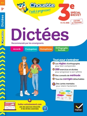 Dictées 3e, 14-15 ans : spécial brevet : conforme au programme - Fabienne Sauve