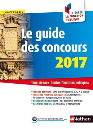 Le guide des concours 2017 : tous niveaux, toutes fonctions publiques : catégories A, B, C