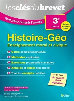 Histoire géo, enseignement moral et civique 3e, cycle 4 : nouveau programme collège - Dominique Delmas