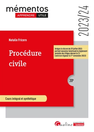 Procédure civile : 2023-2024 - Natalie Fricero