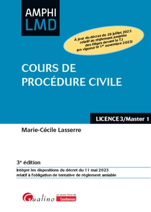 Cours de procédure civile : licence 3-master 1 - Marie-Cécile Lasserre