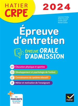 Epreuve d'entretien : épreuve orale d'admission : CRPE 2024