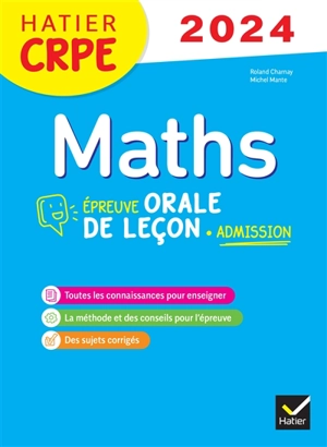 Maths : épreuve orale de leçon, admission : CRPE 2024 - Roland Charnay