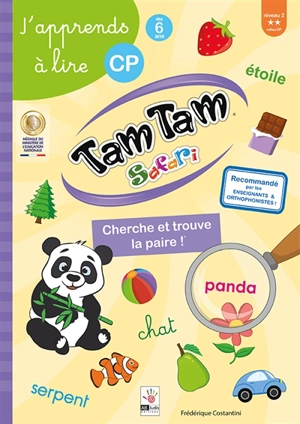 Tam tam safari : cherche et trouve la paire ! : j'apprends à lire, niveau 2, milieu CP - Frédérique Costantini