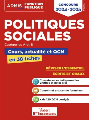Politiques sociales : catégories A et B : cours, actualité et QCM en 38 fiches, concours 2024-2025 - Rémi Pérès