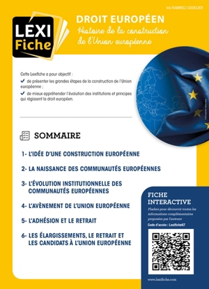 Droit européen : histoire de la construction de l'Union européenne - Isis Ramirez-Godelier