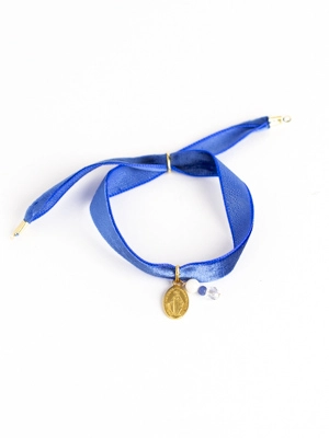 Bracelet velours bleu médaille miraculeuse - Caroline