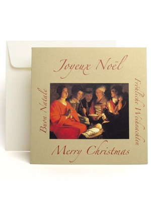 Carte double "Joyeux Noël" adoration des bergers - La plume d'or LA PLUME D'OR