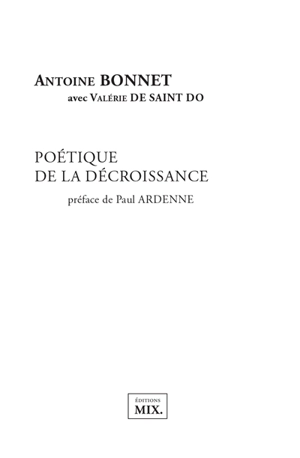 Poétique de la décroissance - Antoine Bonnet